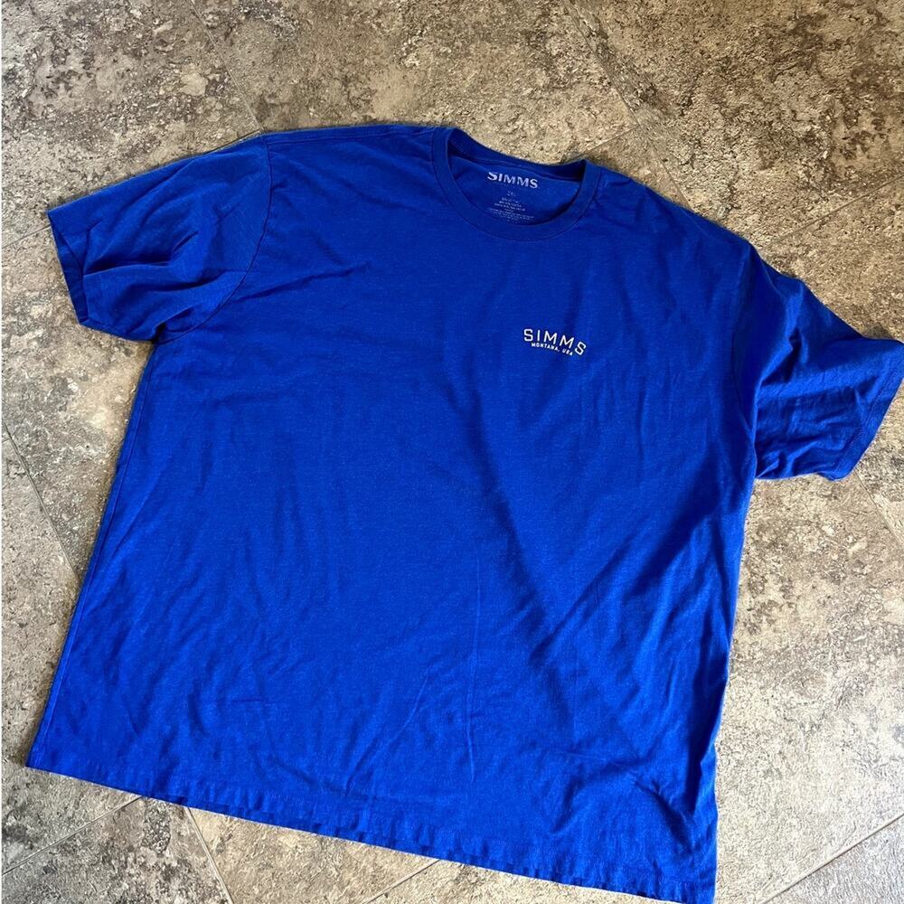 Simms Short Sleeve Crewneck Blue T-Shirt, Men's size 3XL